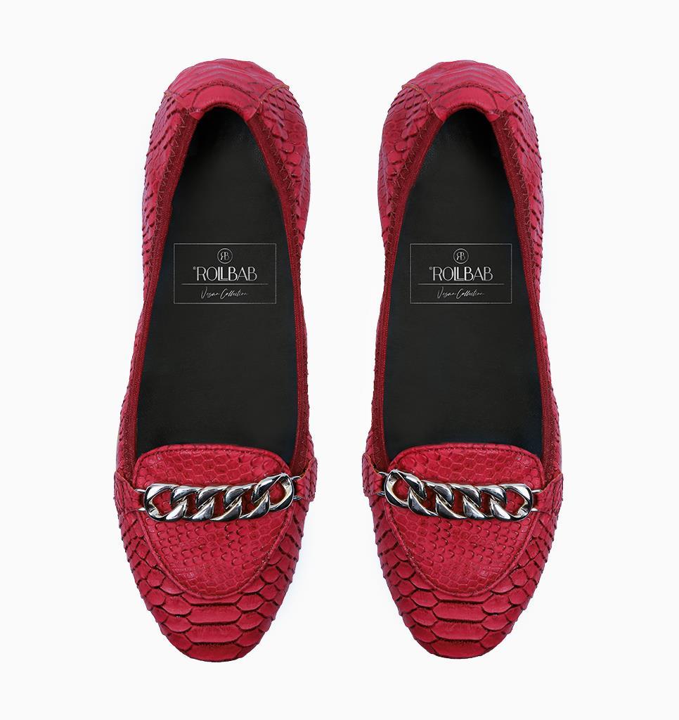 Rollbab Cherry Elegance Kadın Katlanabilir Babet Ayakkabı Çanta Set