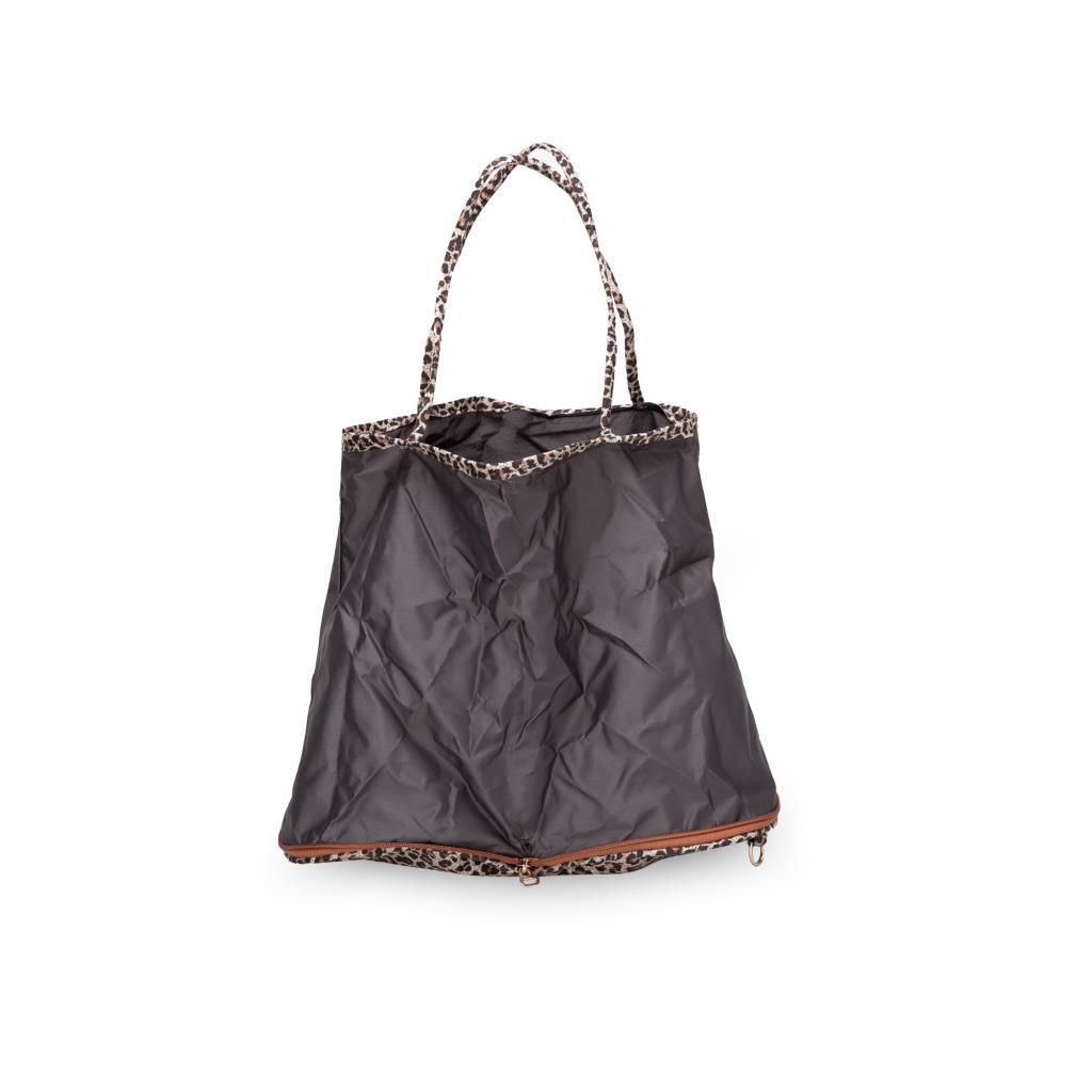 Rollbab Hera Leopar Kadın Katlanabilir Babet Ayakkabı Çanta Set