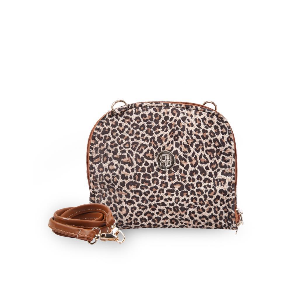 Rollbab Hera Leopar Kadın Katlanabilir Babet Ayakkabı Çanta Set