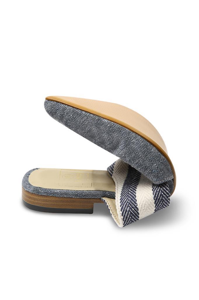 Rollbab Jean Blue Striped Cross Bourgeoisie Terlik