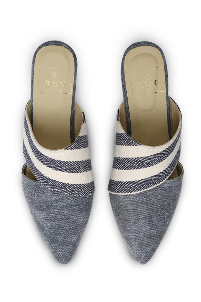 Rollbab Jean Blue Striped Cross Bourgeoisie Terlik