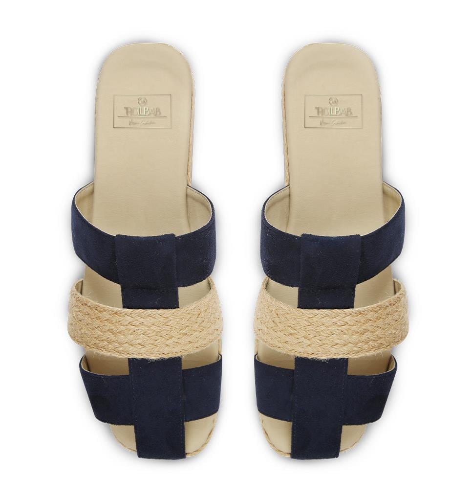 Rollbab Navy Sued Bohemian Streaked Terlik