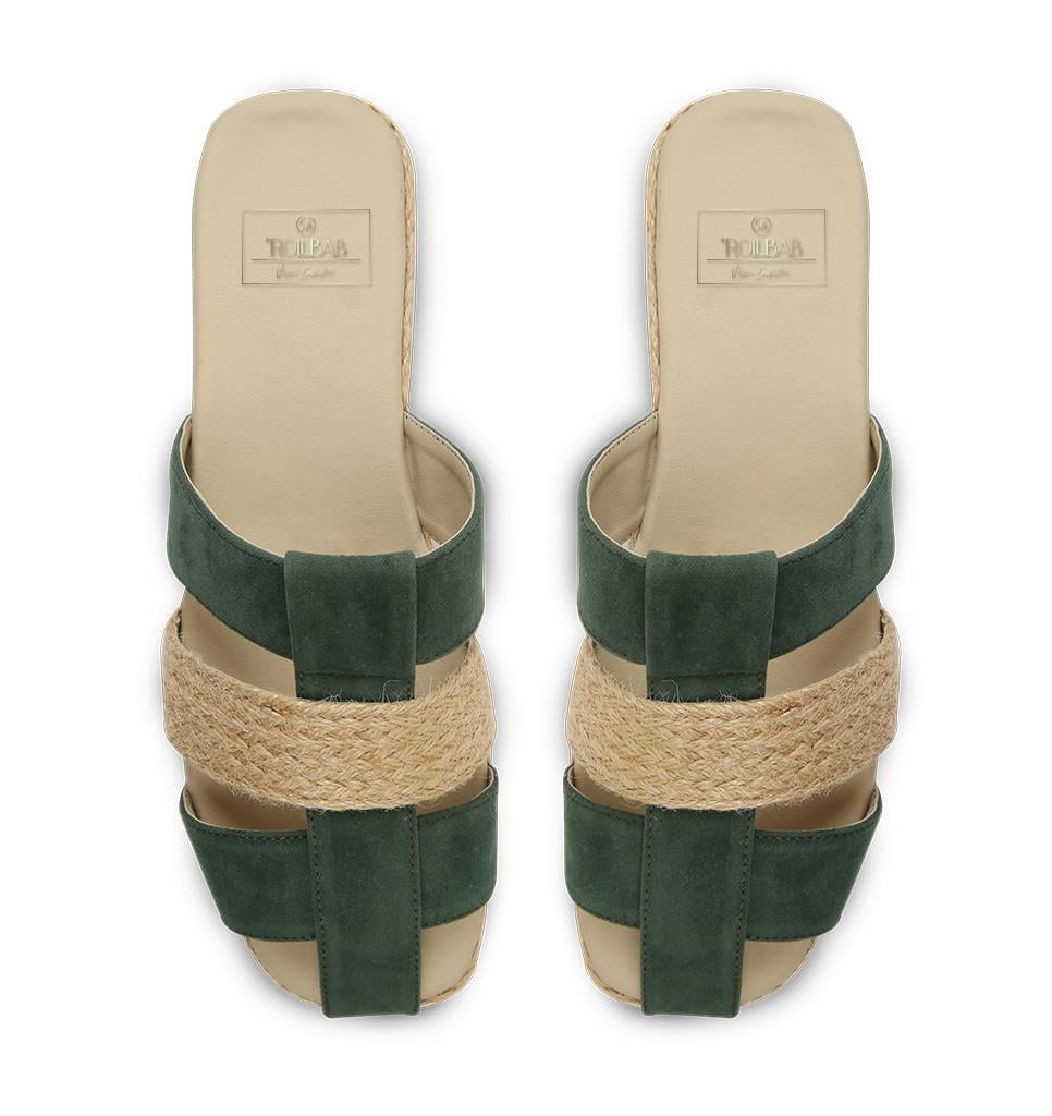 Rollbab Olive Sued Bohemian Streaked Terlik