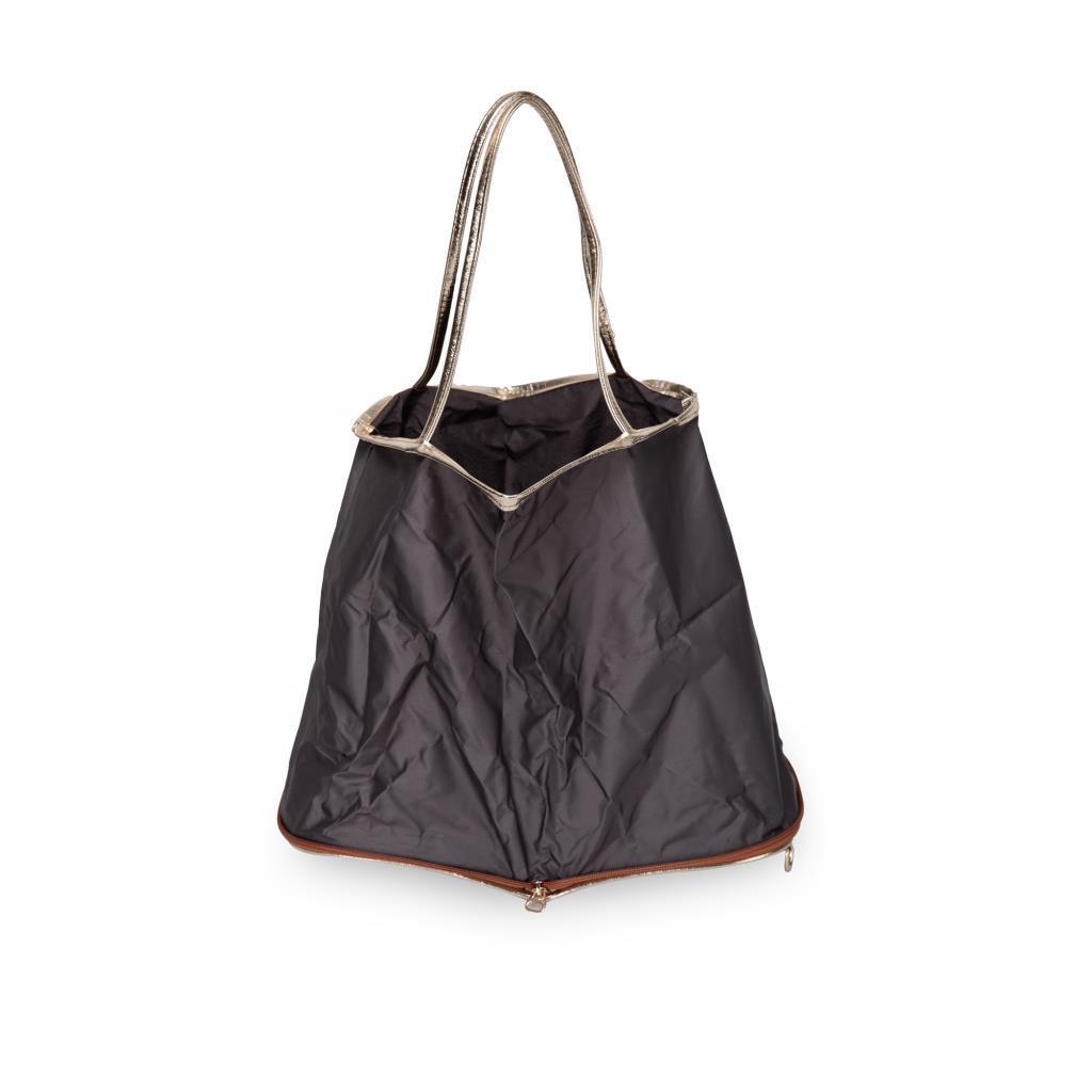 Rollbab Venus Bronz Kadın Katlanabilir Babet Ayakkabı ve Büyüyebilen Çanta Set