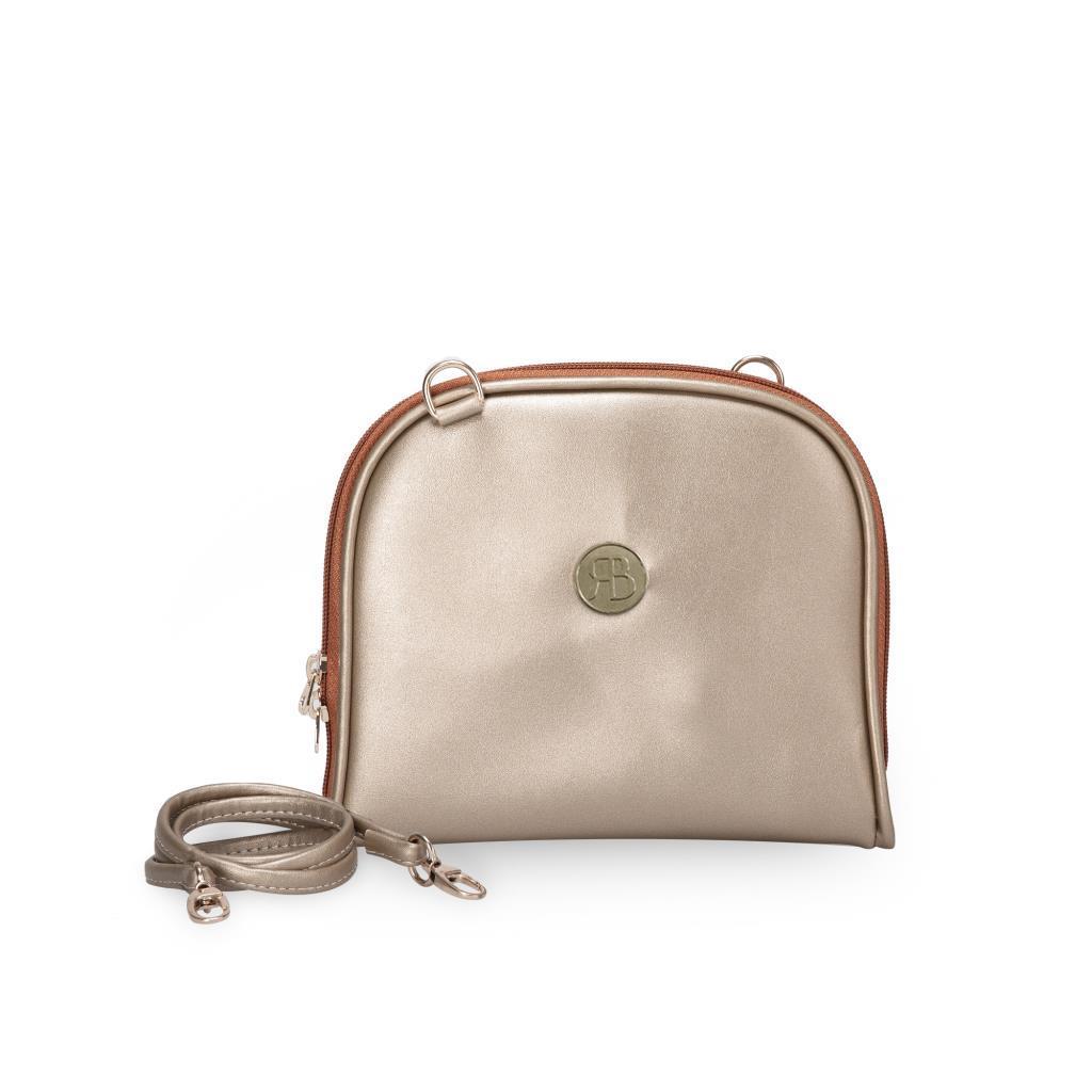 Rollbab Venus Bronz Kadın Katlanabilir Babet Ayakkabı ve Büyüyebilen Çanta Set