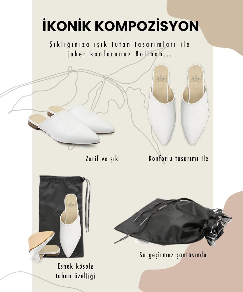 Rollbab White Croco Classic Terlik