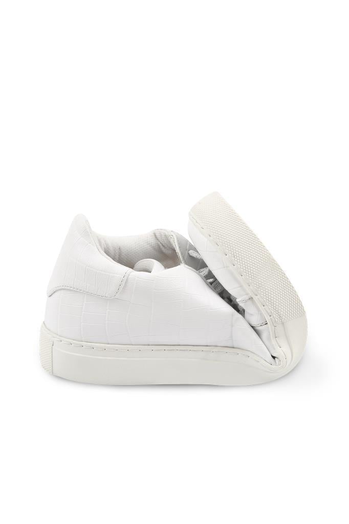 Rollbab White Croco Croco Naturel Effected Sneaker