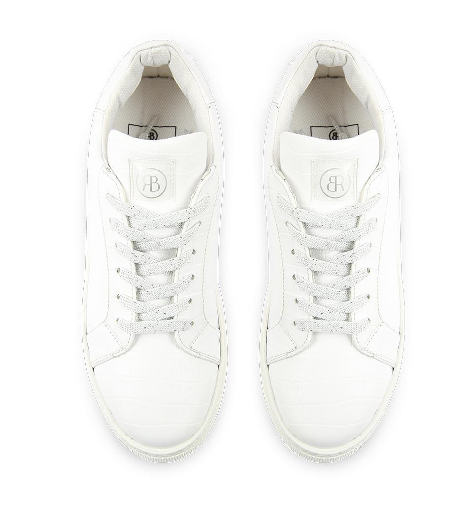 Rollbab White Croco Croco Naturel Effected Sneaker