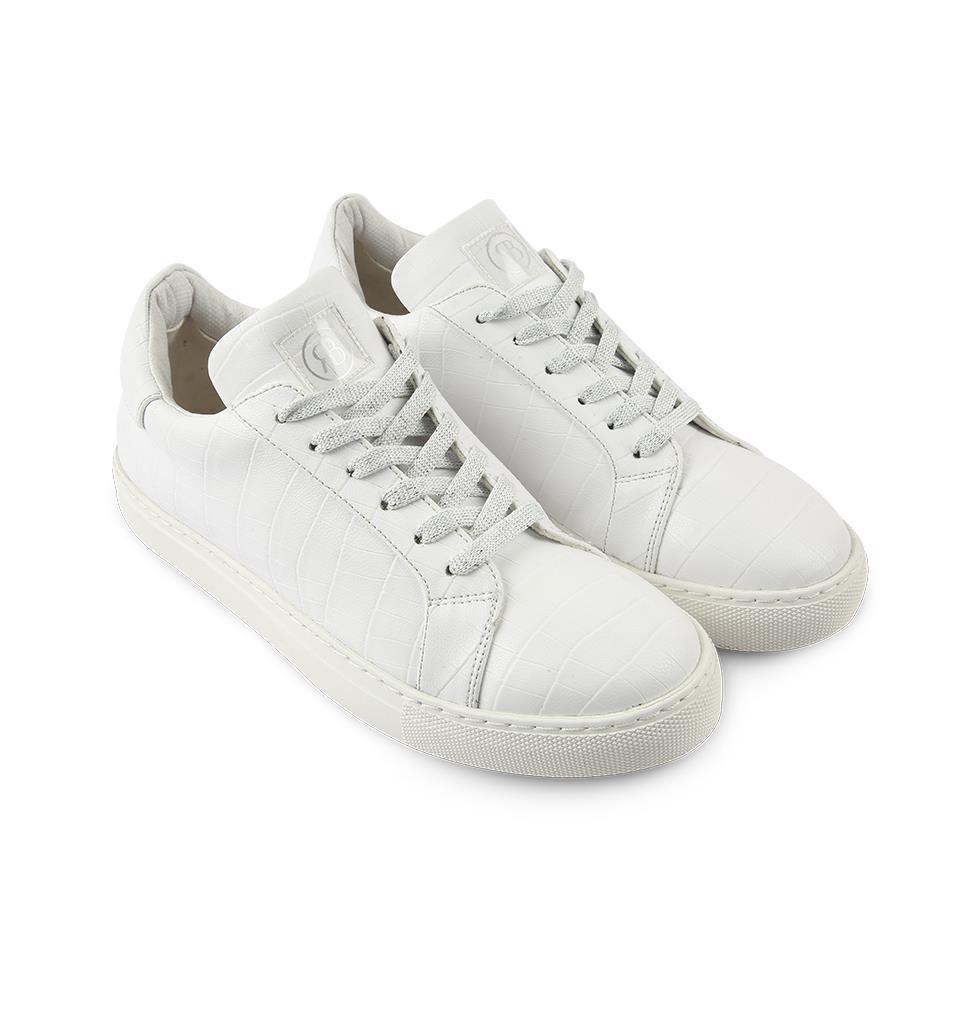 Rollbab White Croco Croco Naturel Effected Sneaker