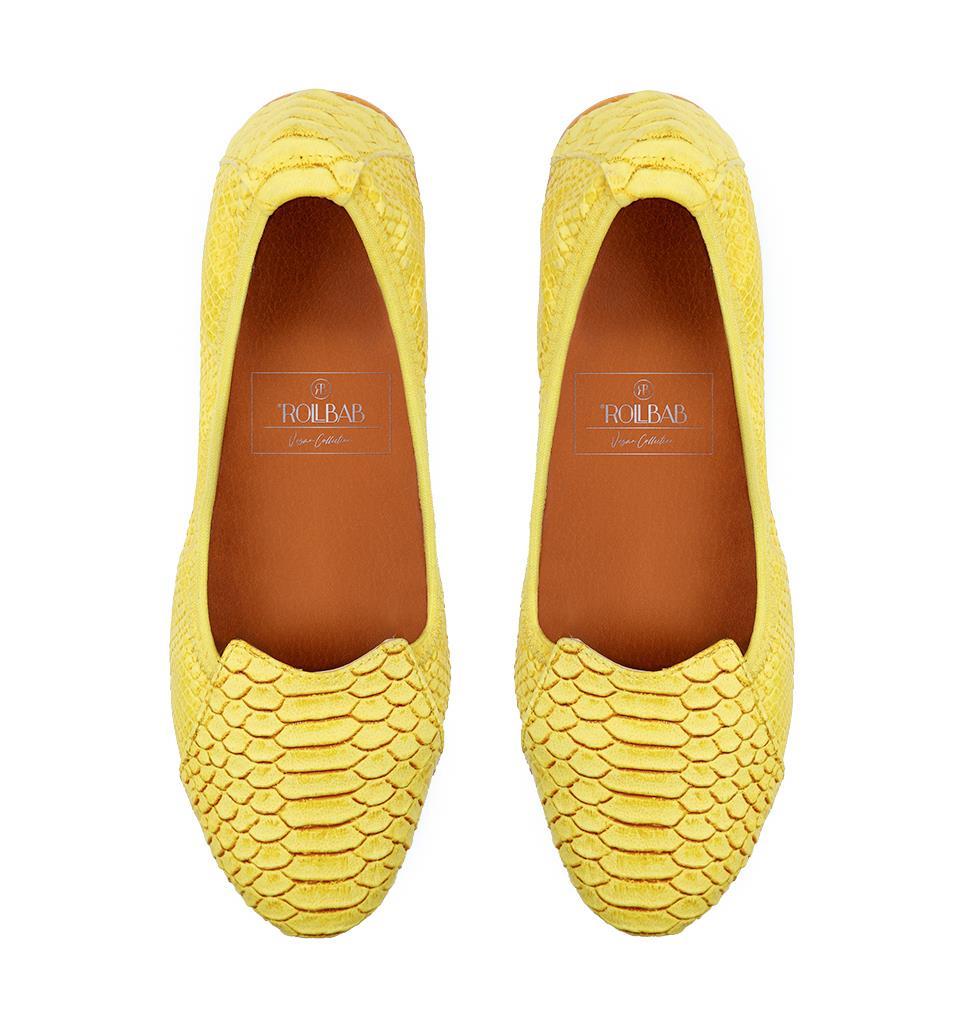 Rollbab Yellow Belle Dragon Snake Kadın Katlanabilir Babet ayakkabı