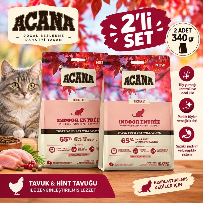 Acana Indoor Entree Sterilised Kedi Maması 340gr 2li SET