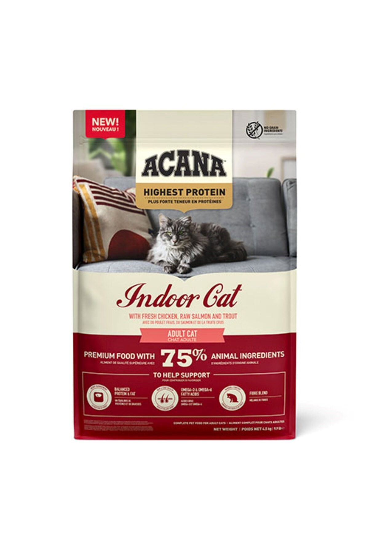 Acana Indoor Yüksek Proteinli Tavuk Ve Balıklı Kısırlaştırılmış Kedi Maması 4,5 Kg