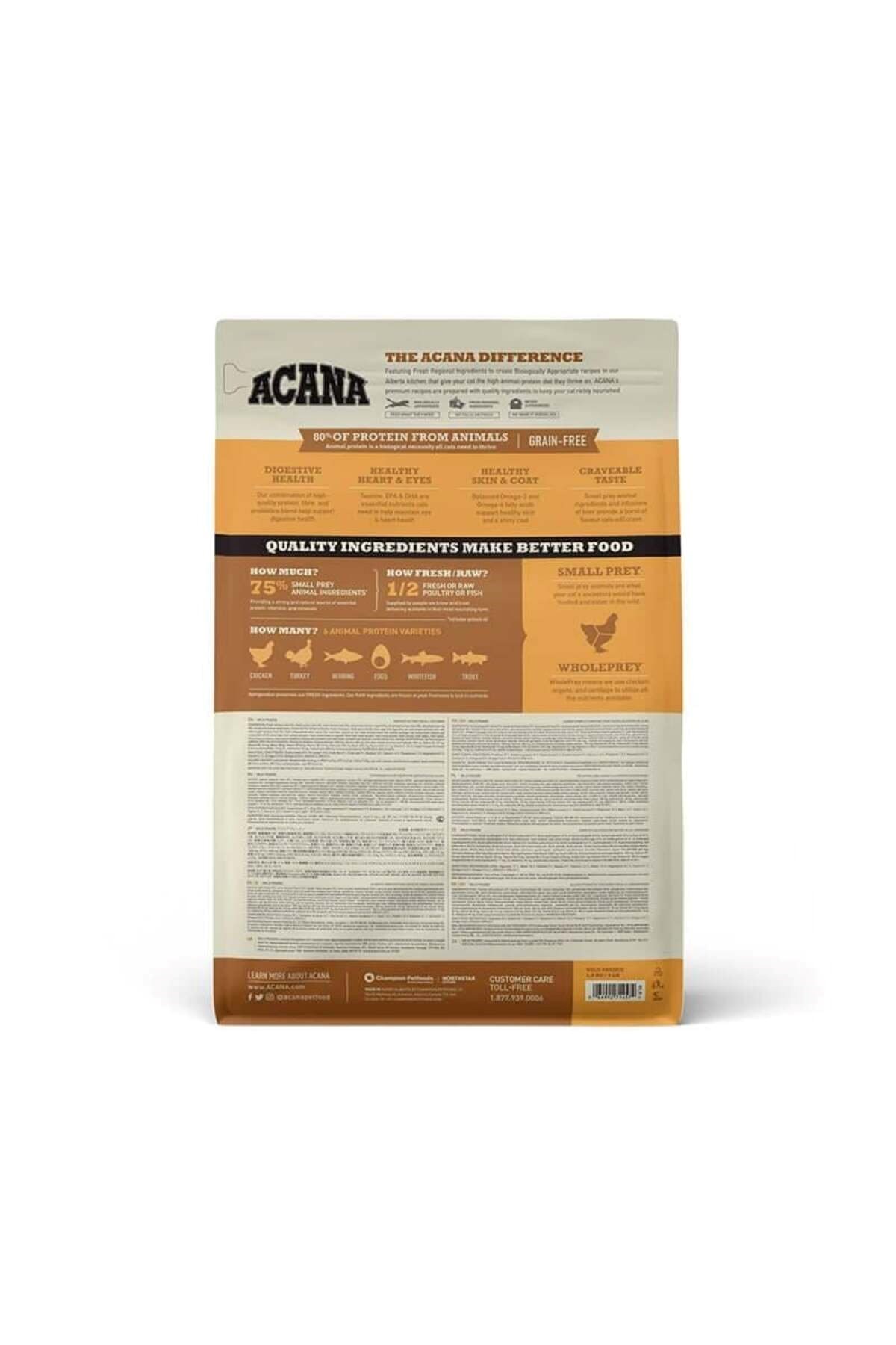 Acana Wild Prairie Tavuklu ve Göl Balıklı Tahılsız Kedi Maması 1.8 Kg