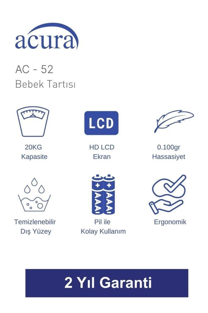 Acura AC-52 CE Onaylı 20KG Kapasiteli Dijital Bebek Tartısı