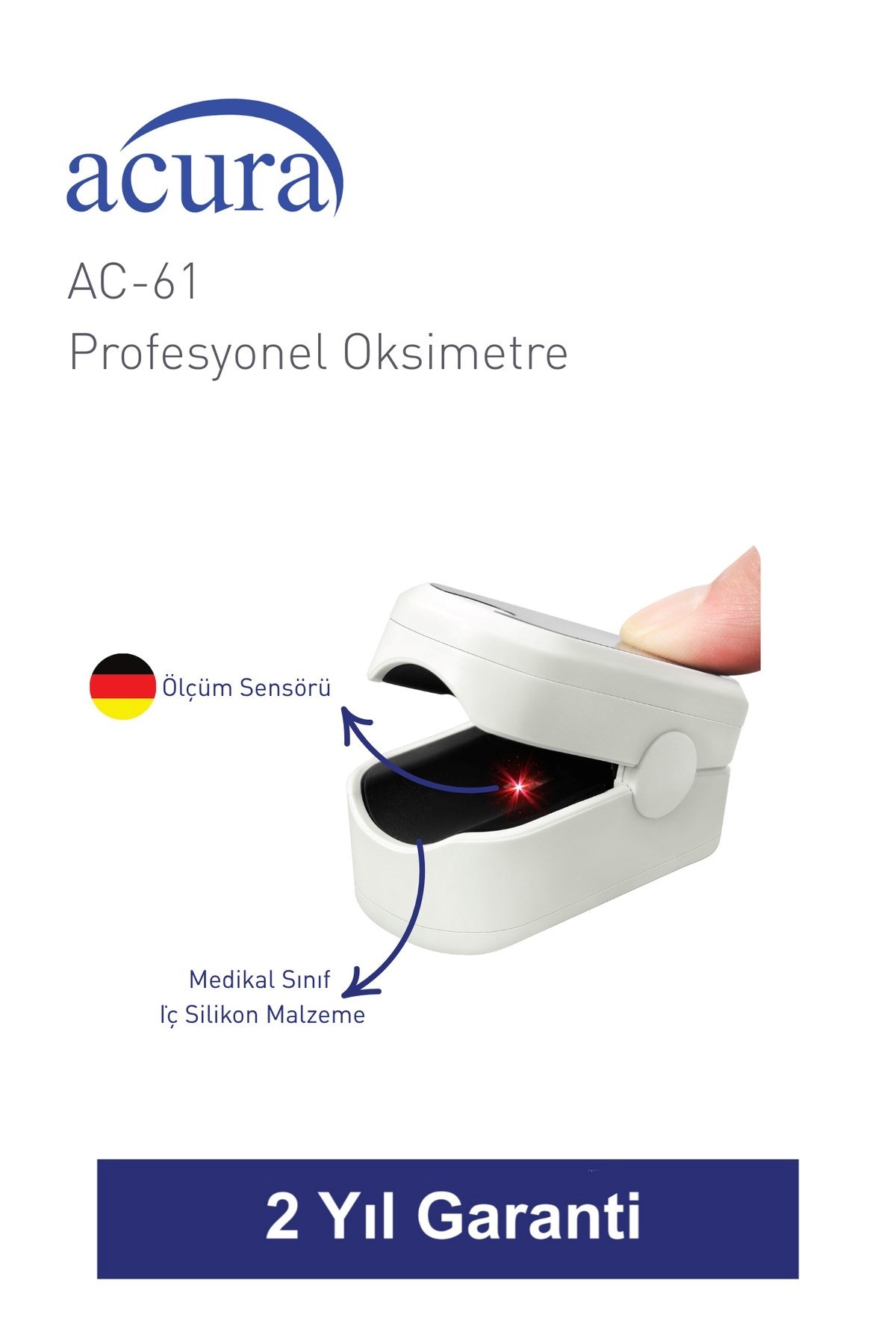 Acura AC-61 ÜTS Kayıtlı, OLED Ekranlı Profesyonel Pulse Oksimetre