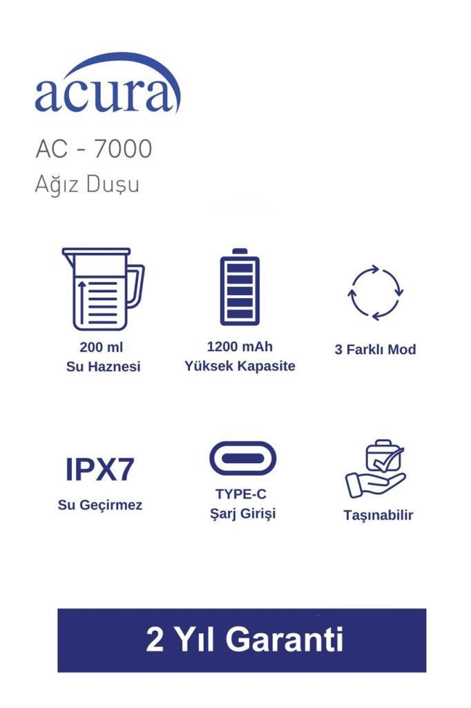 Acura AC-7000 Şarjlı 4 Başlıklı Ağız Duşu