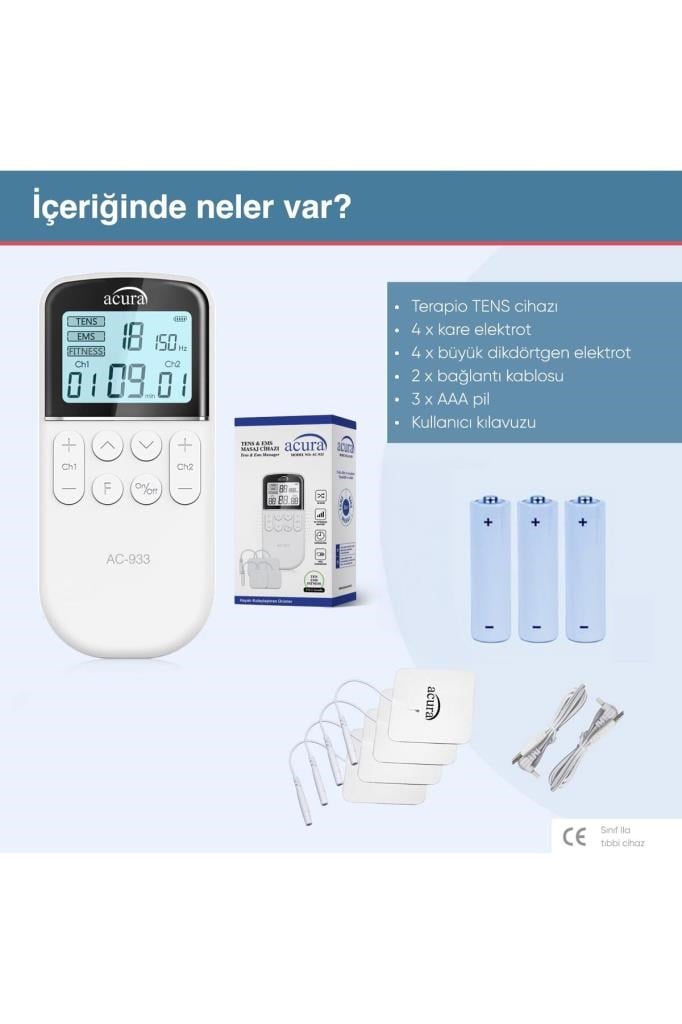 Acura AC-933 Çift Kanallı 50 Programlı Profesyonel Tens Cihazı