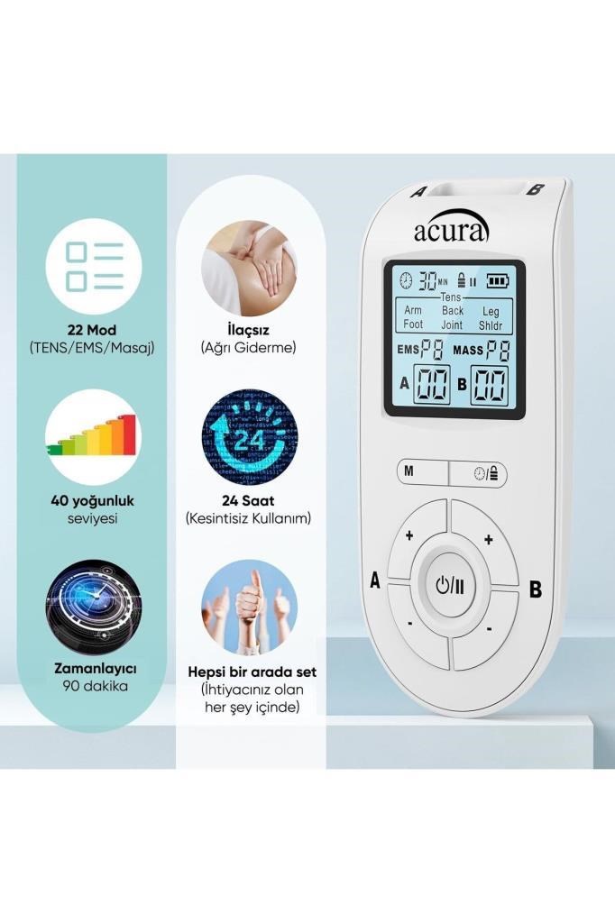 Acura AC-933 PRO Şarj Edilebilir Çift Kanallı 22 Programlı Profesyonel Tens Cihazı