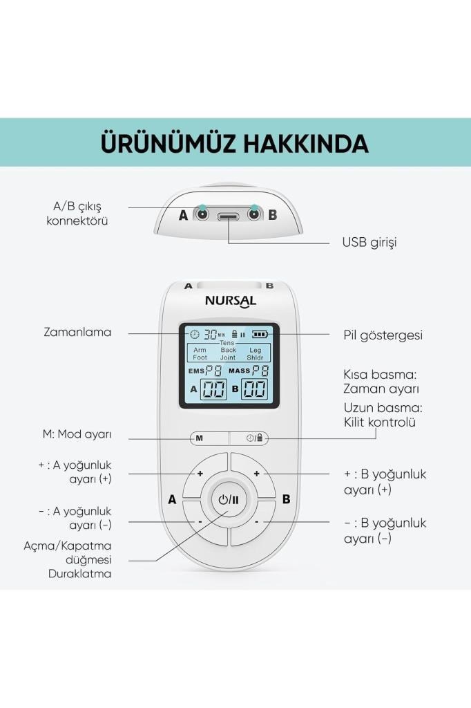 Acura AC-933 PRO Şarj Edilebilir Çift Kanallı 22 Programlı Profesyonel Tens Cihazı