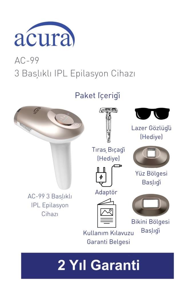 Acura AC-99 Ultra Hızlı 2 Başlıklı Sınırsız Atışlı Buz Lazer IPL Lazer Epilasyon Cihazı