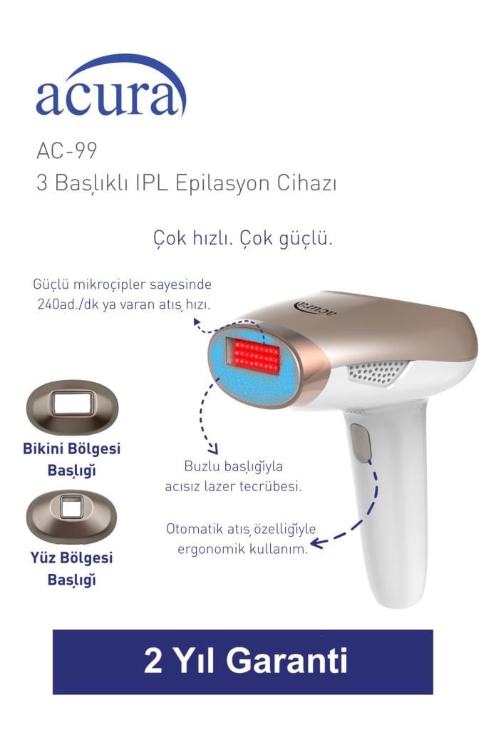 Acura AC-99 Ultra Hızlı 2 Başlıklı Sınırsız Atışlı Buz Lazer IPL Lazer Epilasyon Cihazı