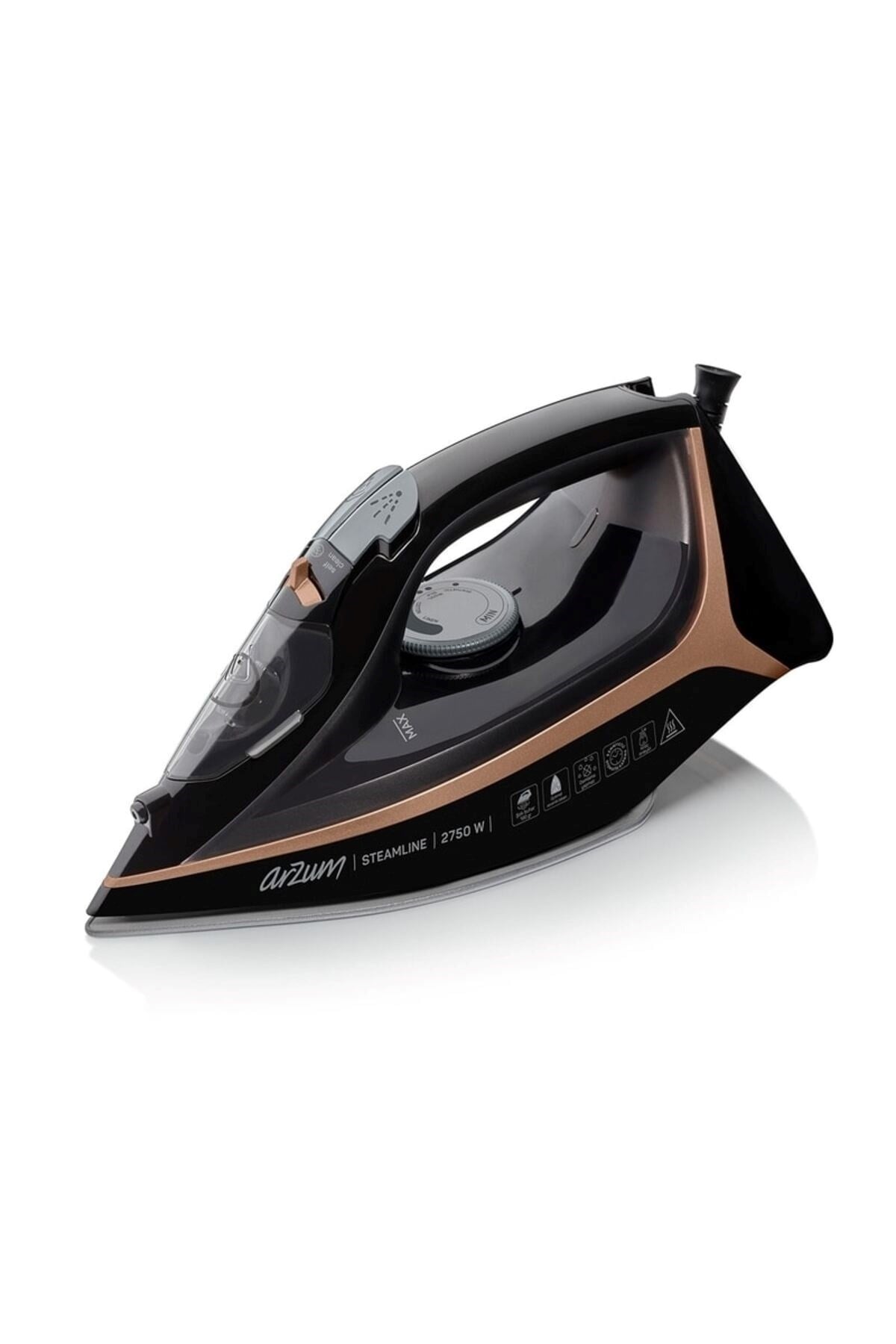 Arzum AR6025 Steamline Optimal Seramik Taban Buharlı Ütü 2750W, 190 g/min Şok Buhar, Siyah