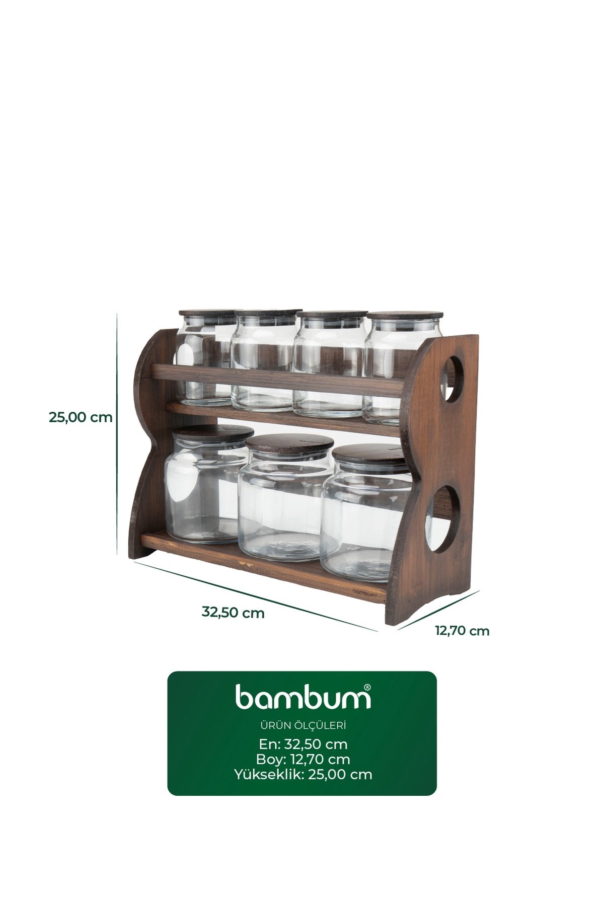 Bambum Nero Bench 8 Parça 2 Katlı Standlı Baharatlık Seti