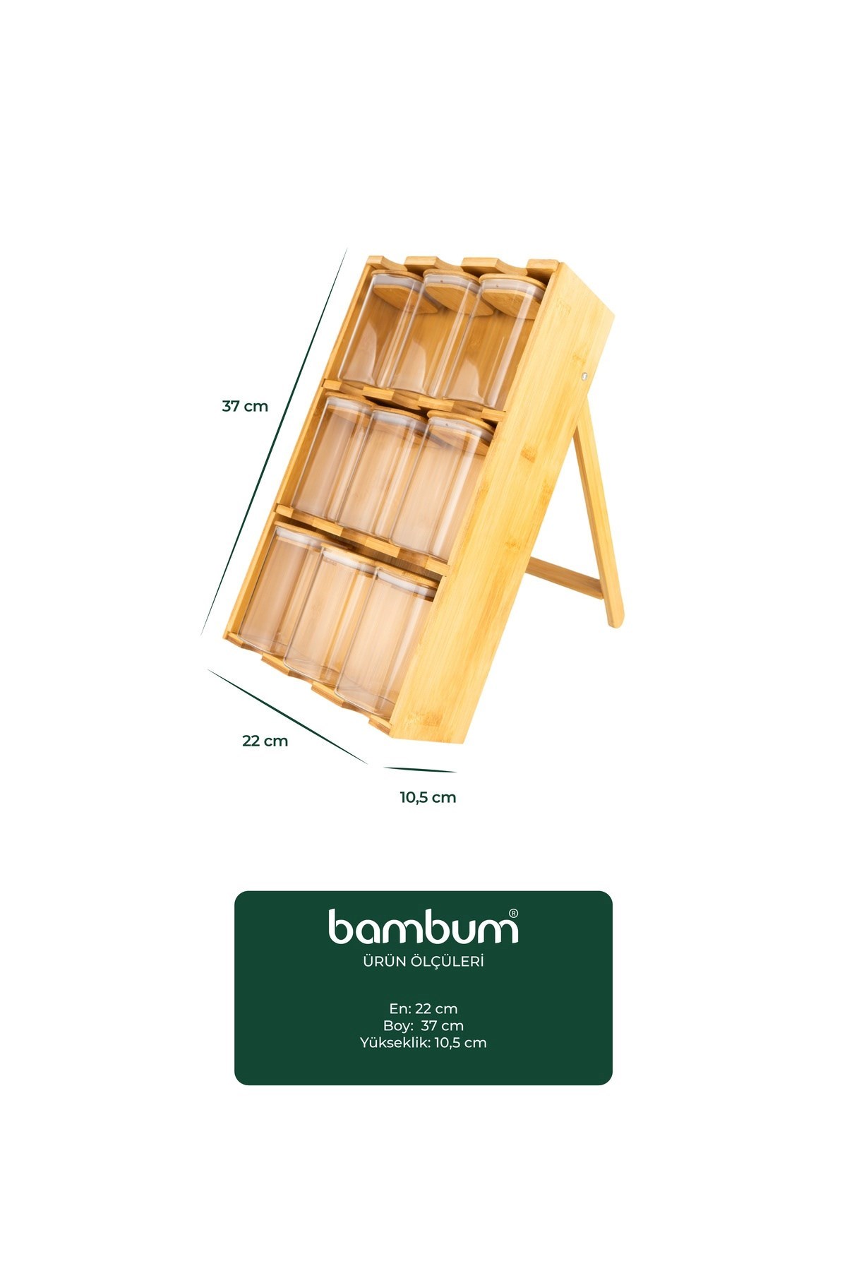 Bambum Wessam - 9 Parça 3 Katlı Baharatlık Seti