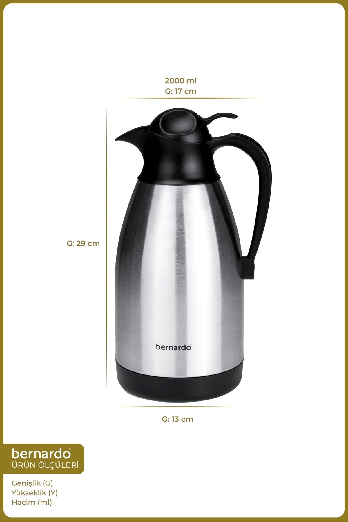 Bernardo Grandio Çelik Termos Inox 2 Litre