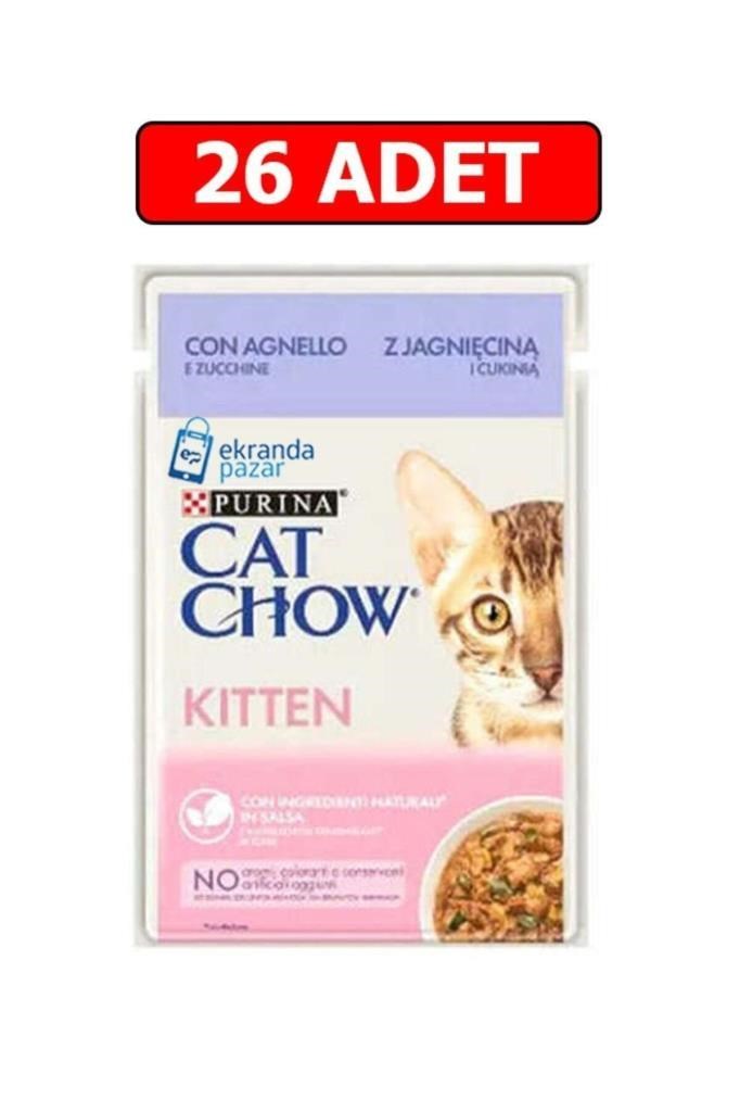 Cat Chow Kitten Yavru Kuzu Etli Yaş Kedi Maması 85gr*26 Adet