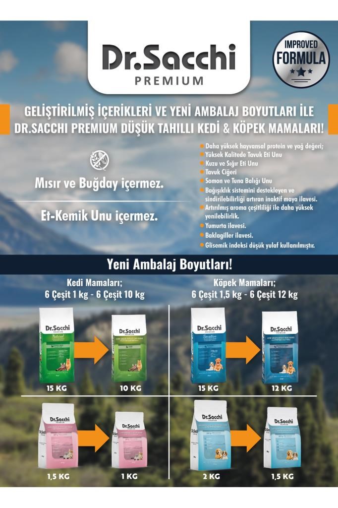 Dr.Sacchi Premium Sığır Etli Düşük Tahıllı Yetişkin Köpek Maması 12 Kg