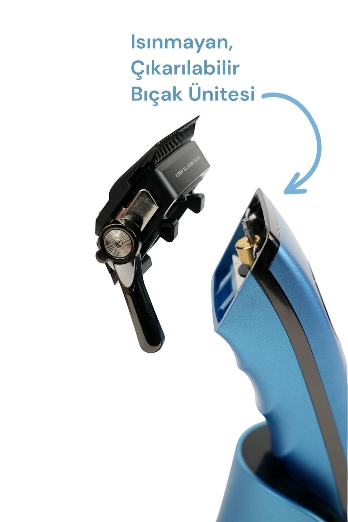 Fenda Profesyonel Saç Sakal Kesme Tıraş Makinesi Sessiz Güçlü Motor Şarjlı 9500RPM Devir Buz Mavisi