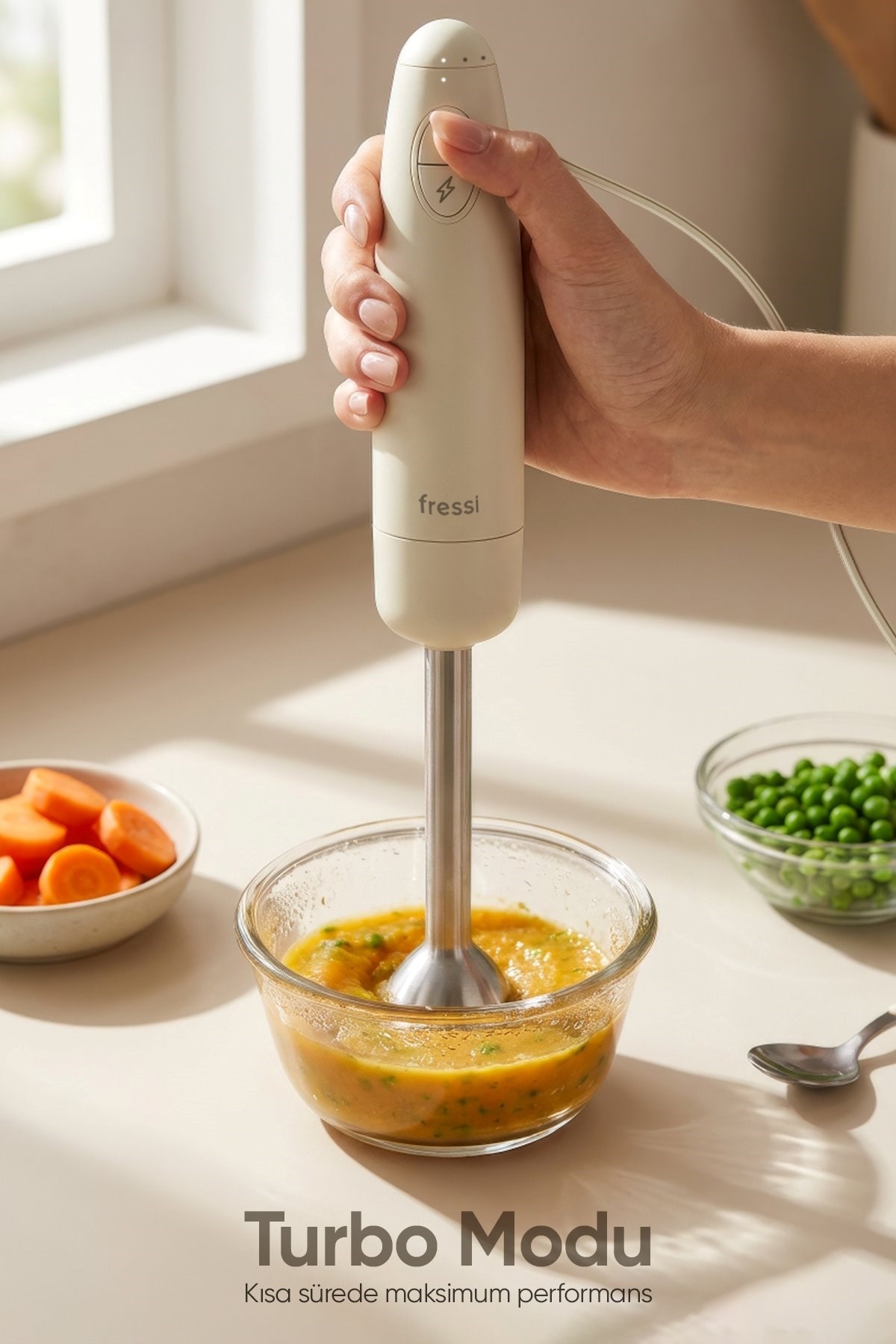 Fressi Çubuk El Blender Paslanmaz Çelik Bıçaklı Turbo 1000W Krem FR-HB271 Melina
