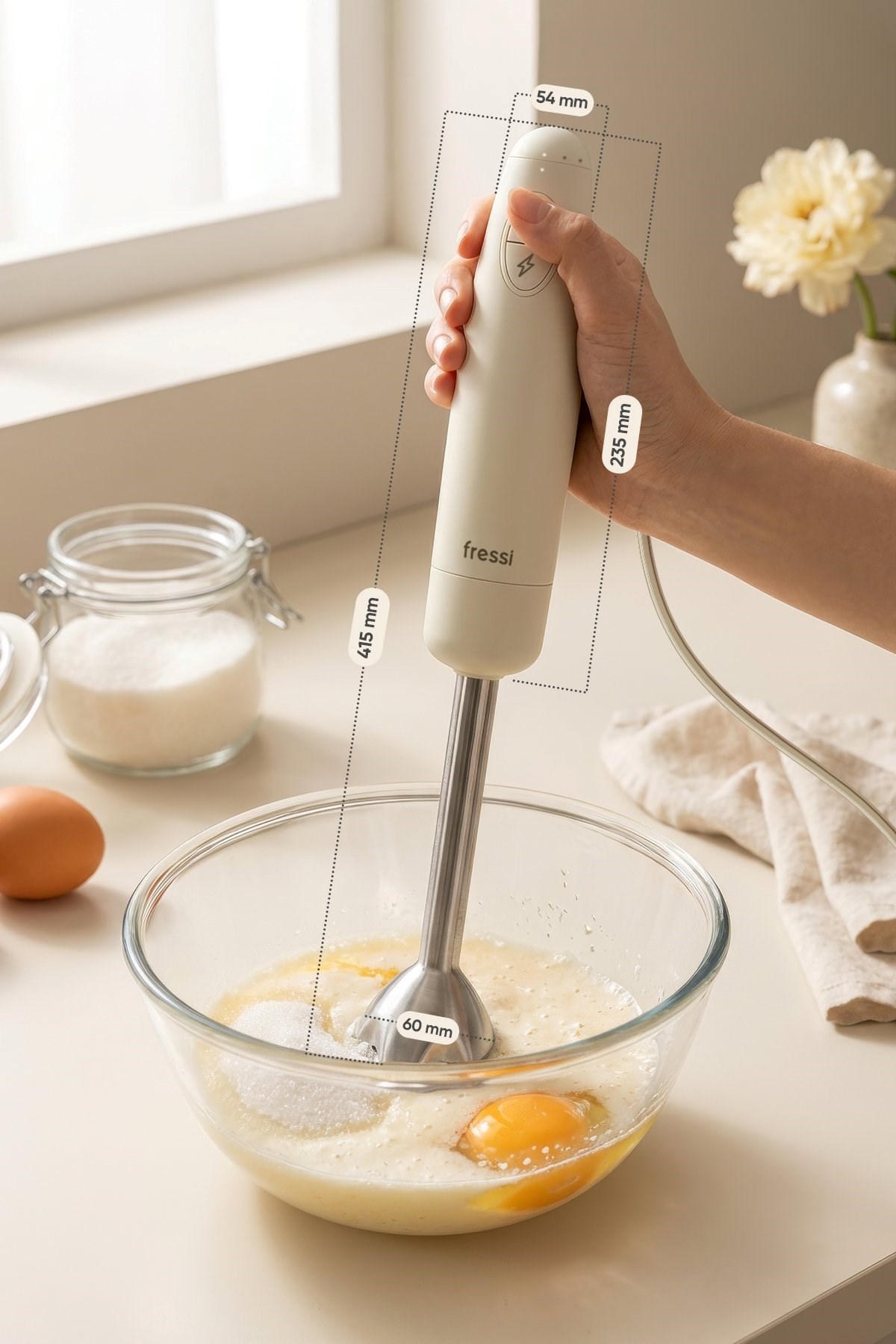 Fressi Çubuk El Blender Paslanmaz Çelik Bıçaklı Turbo 1000W Krem FR-HB271 Melina