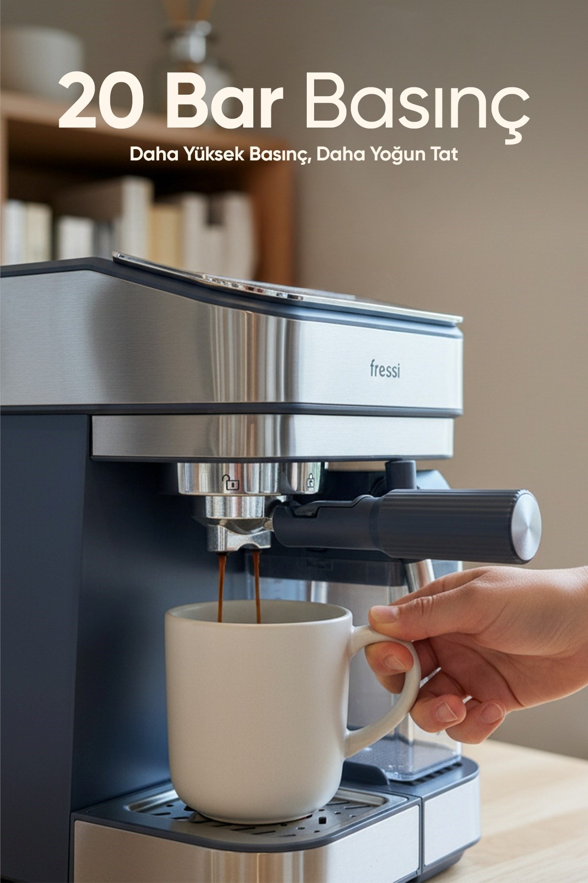 Fressi Espresso Latte Cappuccino Kahve Makinesi Otomatik Süt Tanklı 20bar Basınçlı (4507) 