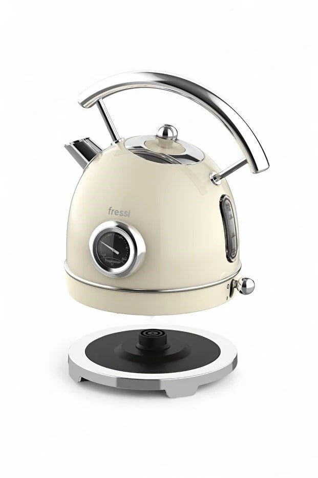 Fressi Isı Göstergeli Retro Kettle Su Isıtıcısı 1,8 Litre Fr-kt06 Magnoli Krem