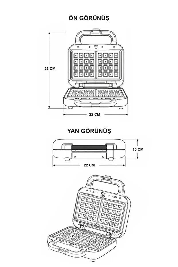 Fressi Tost Ve Waffle Makinesi Çıkarabilir Yapışmaz Plakalı 3 Ayrı Plaka Krem