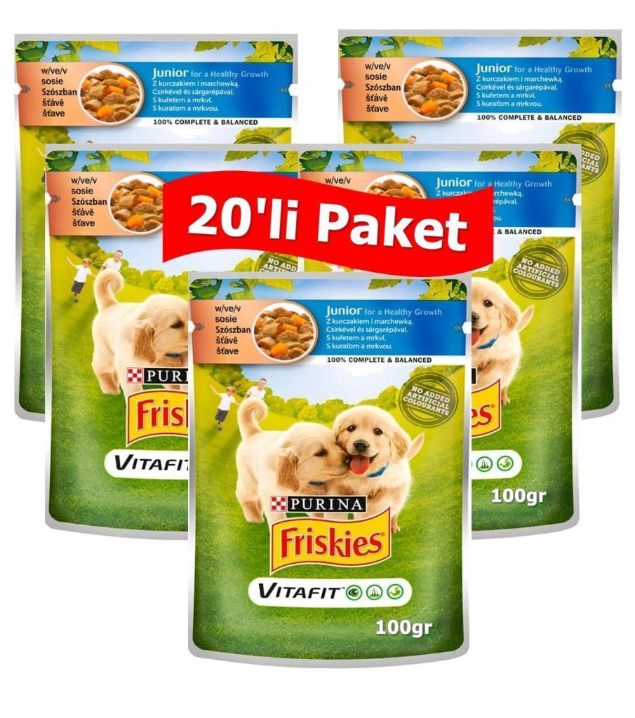Friskies Junior Tavuklu ve Havuçlu Yavru Yaş Köpek Maması 100 gr*20 Adet