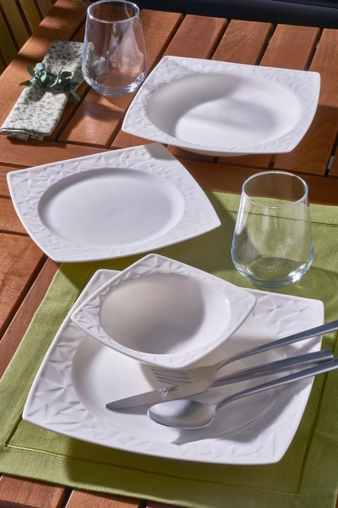 Güral Porselen Vivente 24 Parça 6 Kişilik Bone Yemek Takımı