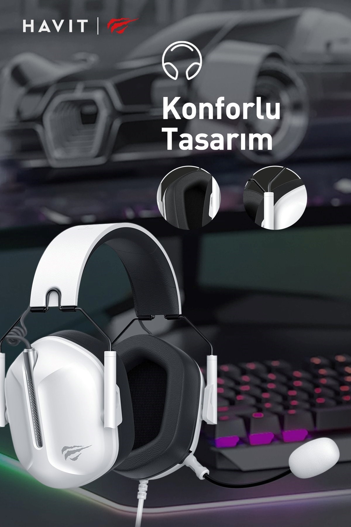 Havit Gamenote H2033D Gaming Oyuncu Kulaklığı Beyaz