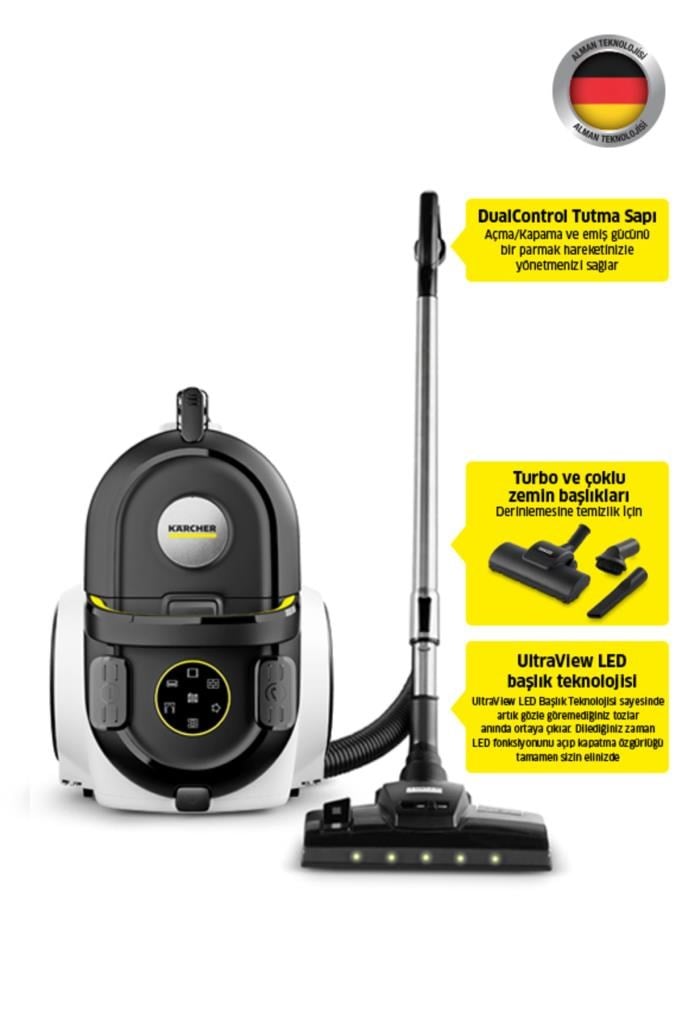 Karcher VCC 6 CycloneX DualControl B&W Toz torbasız Turbo ve LED Başlıklı Süpürge
