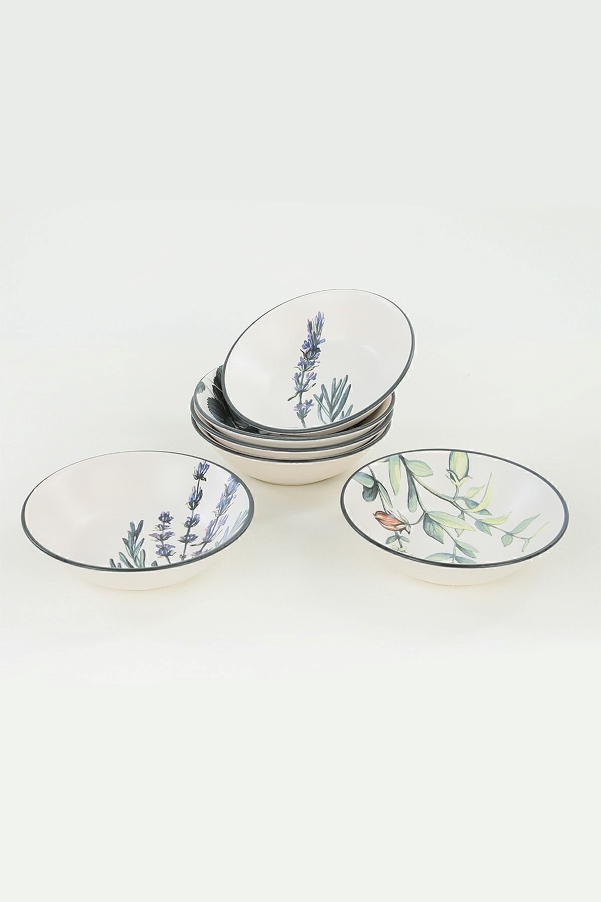 Keramika Çiçek Bahçesi Yemek Tabağı 18 Cm 6 Adet
