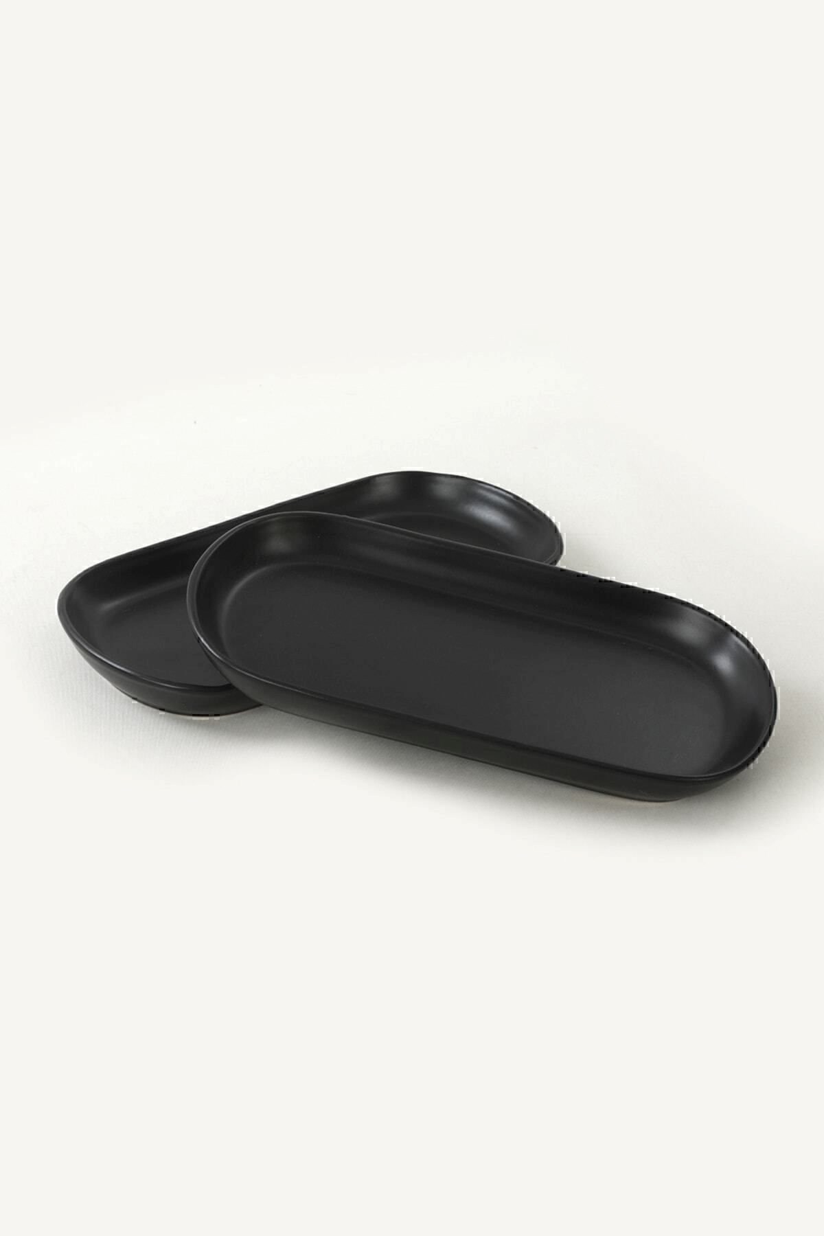 Keramika Mat Siyah Noyan Kayık Tabak 26 Cm 2 Adet