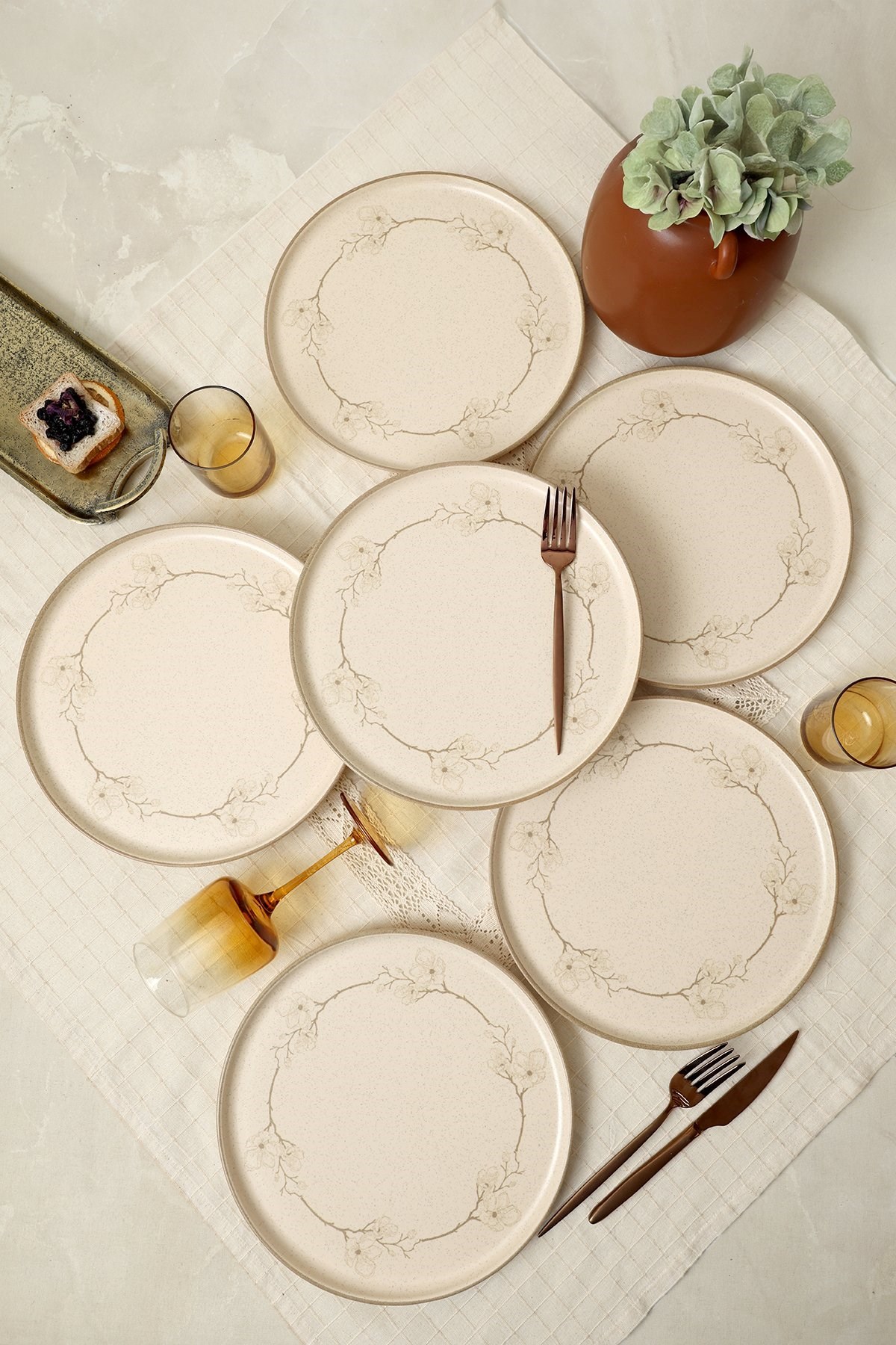 Keramika Taupe Bloom Nordıc Servis Tabağı 28 Cm 6 Adet 22528