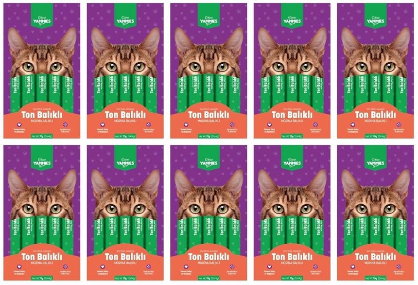 Kiwi Yammies Ton Balıklı Morina Balıklı Sıvı Kedi Ödül Maması*10 Paket