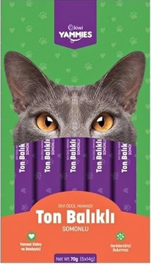 Kiwi Yammies Ton Balıklı - Somonlu Sıvı Kedi Ödül Maması * 12 Paket