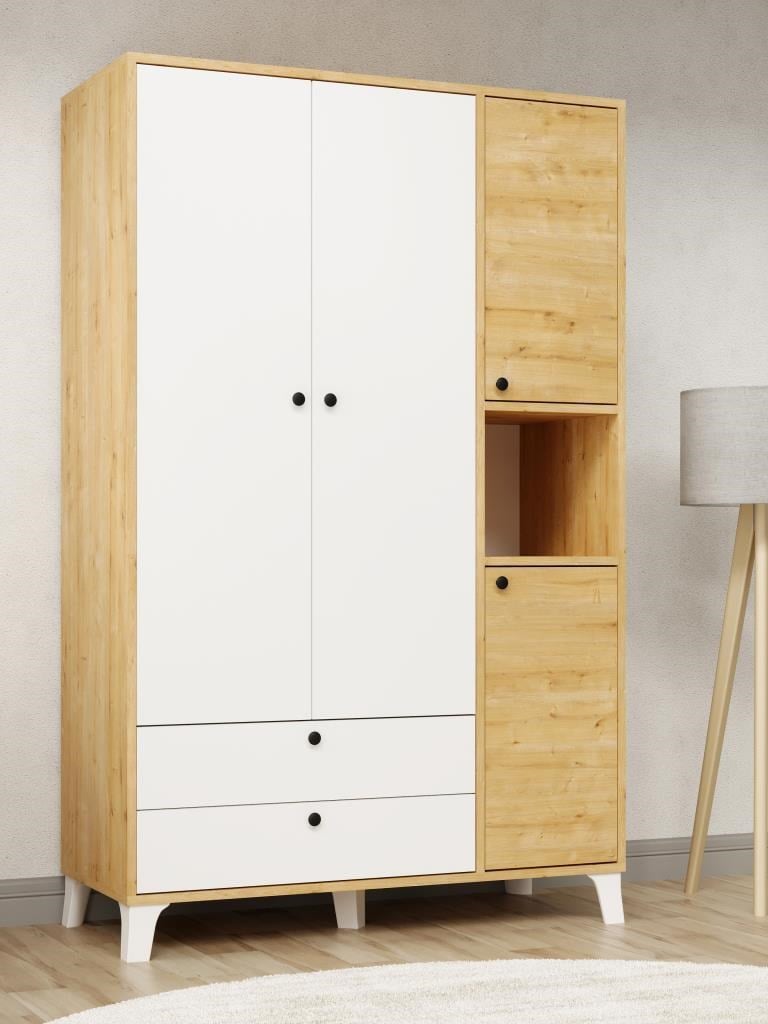 Kuzeylife 4 Kapaklı 6 Raflı Ekstra Derin Gardrop-52 cm Derinlik