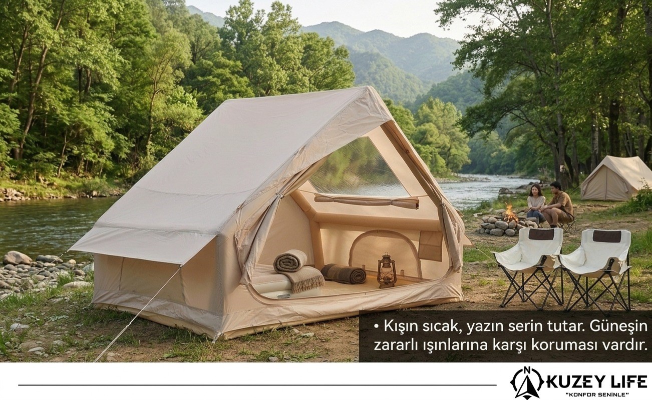 KuzeyLife 6 Kişilik Lüks Şişme Kamp Çadırı (Tenteli & Gölgelikli)