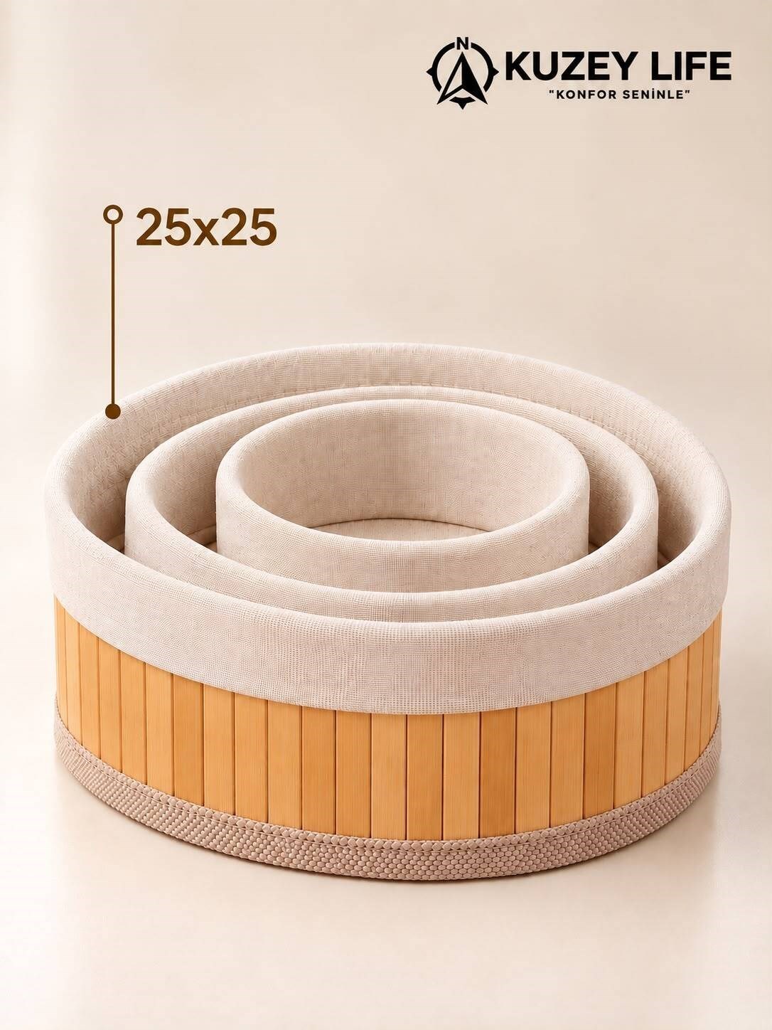 Kuzeylife Bambu Trio Yuvarlak 3lü Sepet Seti
