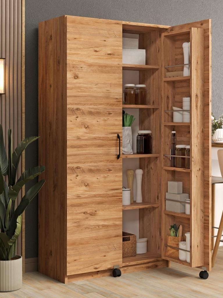 Kuzeylife Novensa Çok Amaçlı Erzak-Kiler Dolabı İki Kapaklı Çam